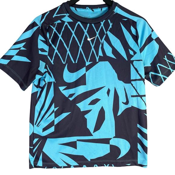 Nike Dri-FIT Abstract Blue Graphic T-Shirt Boys XL  Polyester‎ Activewear - Picture 1 of 7